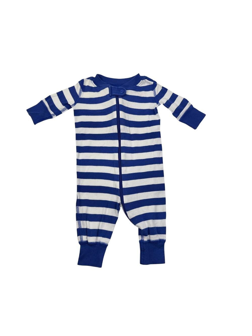 Hanna Andersson Blue Striped Organic Sleeper Pajamas, 0/3m